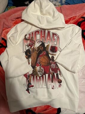 Jordan White Hoodie with Red Graphic